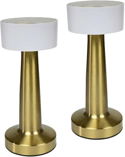 Benson LED tafellamp oplaadbaar - 2x - goud - aanraaksensor - metaal - draadloos - 21 cm