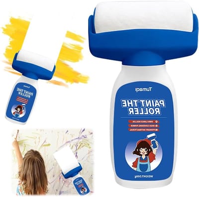 Wandverf repareren voor beschadigde muren, graffiti en krassen - 500 g 2-in-1 reparatieverf met rolborstel en witte roller voor perfecte afwerking