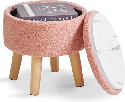 Dailygoody - Kleine Voetenbank - Opbergruimte - Gewatteerde Zitting - Roze - Pouffe - Voetsteun - Woonkamer Slaapkamer Entree