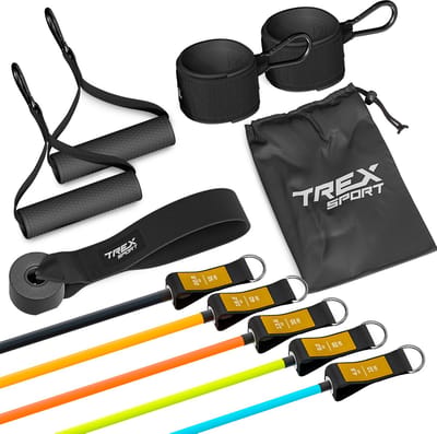 Trex Sport TX-050TSV - Weerstandsbandenset - Neon - 5 stuks - Met accessoires - Weerstand 4,6-22,8 kg