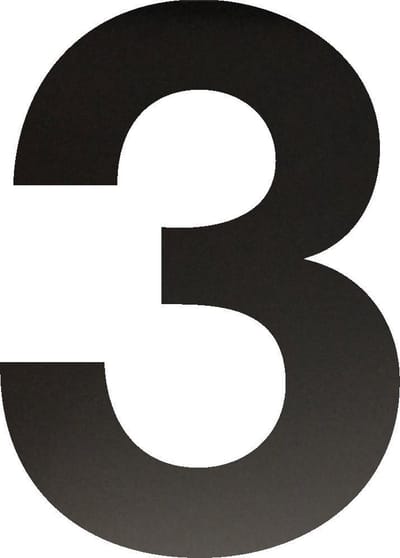 Huisnummer 30 cm - Nummer 3 - Mat Zwart RVS