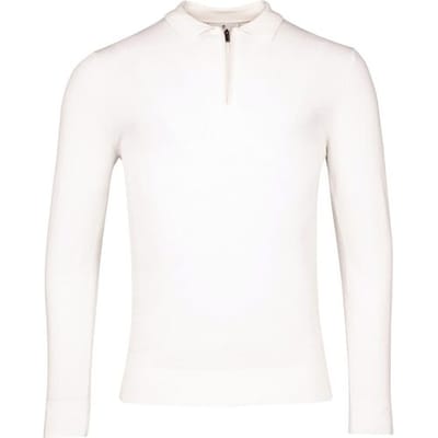 Thomas Maine Trui Pullover Polo Half Zip Collar Single Knit Off White / male