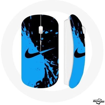Souris Sans Fil - Nike - Logo Bleu et Noir - Clé USB Wifi - Compatible Mac et PC - Ergonomique