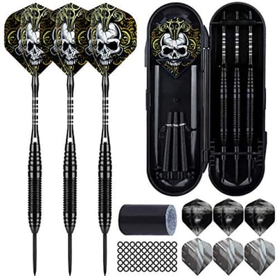 Professionele Dartpijlen Set met Metalen Punt - 3 Stuks 22 Gram, Aluminium Schachten, Rubber Ringen en Slijper