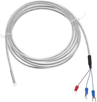 PT100 Thermokoppel Sensor - Temperatuursensor 3-draads - Industriële Temperatuurmeting - Waterdicht Corrosiebestendig - 500 cm - Zilverkleurig