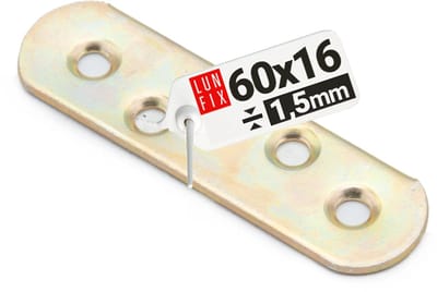 LUN FIX - Meubel vlakverbinder - 60x16x1,5mm - geel verzinkt - plaatconstructieverbinder