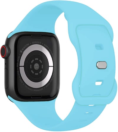 Bandje Geschikt voor Apple Watch 1, 2, 3, 4, 5, 6, 7, 8, 9, 10, 11, SE - 42/44/45/46 mm Bandje Siliconen Horloge Band Verstelbaar - Smartwatch Bandje Siliconen - Lichtblauw