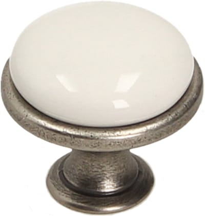 Gamet GP19 Serie - Retro Meubelknop - Gepatineerd Nikkel - Porselein - Engelse Stijl