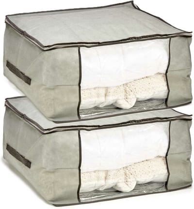 Arte r opbergtas/beschermhoes beddengoed/kleding - 2x - grijs - 60 x 45 x 30 cm