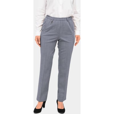 Trevira-broek CARLA met elastische tailleband en scheerwol - grijs / gemêl. - Gr. 38 van Goldner Fashion