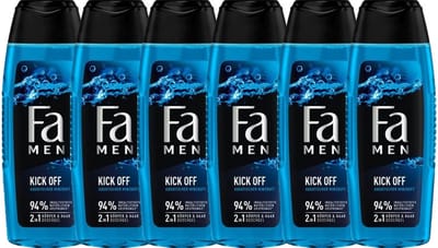 6x 250 ml Fa men douchegel voor lichaam en haar 2 in 1  - Kick off - voor lichaam en haar