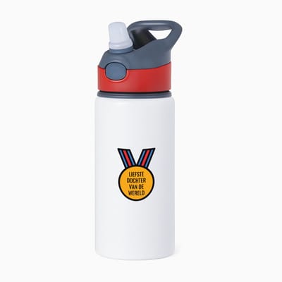 Hacebo® - liefste dochter van de wereld waterfles met rietje rood - Dochter - de liefste dochter - verjaardagscadeau - verjaardag - cadeau - cadeautje voor dochter - dochter artikelen - kado - geschenk - gift - water fles - 650ML
