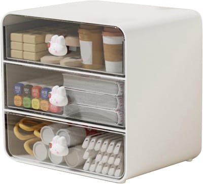 Ruimtebesparende Desk Organizer van Hoogwaardig Kunststof met Lades voor Kantoorbenodigdheden en Bureau-accessoires