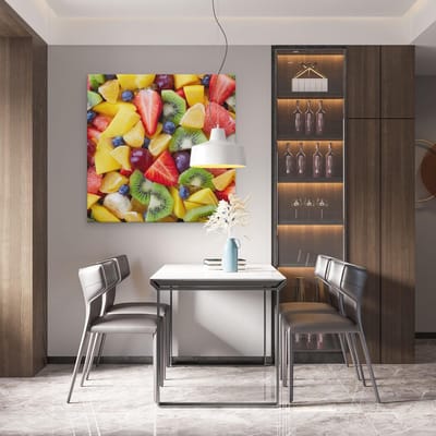 Artaza Canvas Schilderij Fruit - 90x90 cm - Wanddecoratie Keuken - Muurdecoratie Fruitsalade - Decoratie Kleurrijk