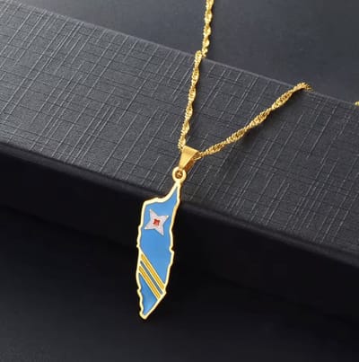 Ketting Aruba - Dames & Heren - Kleur: Goud - Eiland Ketting - ABC Eilanden - Merchandise - Vakantie - Aruba Island - Lengte: 45 CM - Hoge Kwaliteit - Roestvrijstaal / RVS / Stainless Steel - Verkleurt Niet