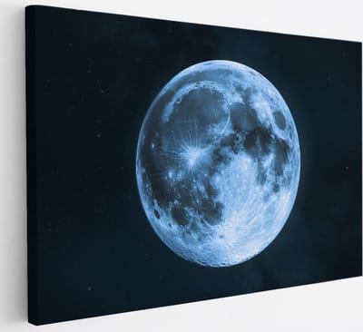 Saammp Canvas Schilderij - Volle Maan - Landschap - Natuur - 30x20 - Foto op canvas - Wanddecoratie - Muurdecoratie Woonkamer - Slaapkamer decoratie - Canvas Print