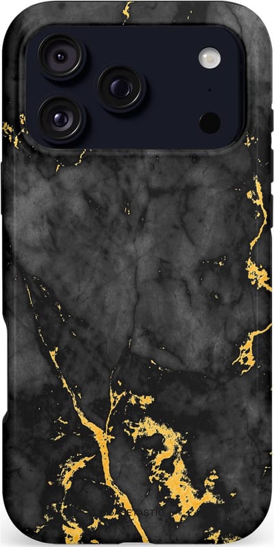 Casetastic hoesje geschikt voor Apple iPhone 17 Pro Max - MagSafe - Dubbellaagse bescherming - Zwarte Marmer Goud - Fashion Case - Zwart Goud