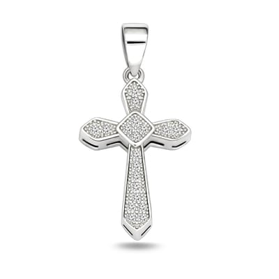 Juwelier Zwartevalk zilveren (gerhodineerd) kruis hanger met zirkonia - 24.195