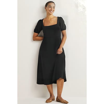 Boden Short Sleeve Jersey Midi Dress Blk Maat: 6P | Midi Jurken Outlet | Dames | Zwart