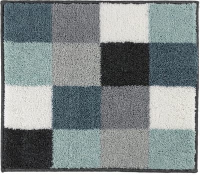 Casilin Badmat Antislip Blocks - 50x60cm - Rechthoekig - Waterabsorberend - Wasbaar en Sneldrogend - Acryl - Blauw, Grijs
