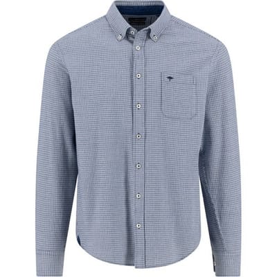 Fynch-Hatton Overhemd Mini Houndstooth Check Navy / male