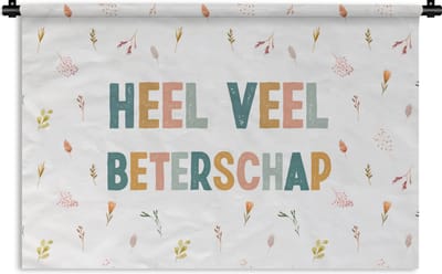 Wandkleed - Wanddoek - Sterkte - Quotes - Bloemen - Pastel - 180x120 cm - Wandtapijt