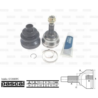 Homokineet reparatie set, aandrijfas PASCAL G12085PC
