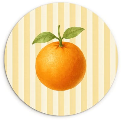 WallCircle® Wandcirkel 60x60 cm - Muurcirkel Sinaasappel - Strepen - Oranje - Zomers - Muurdecoratie woonkamer - Wanddecoratie slaapkamer - Kamer decoratie accessoires - Ronde schilderijen