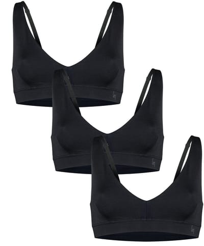 Undiemeister Bralette Dames 3-Pack Platte Naden Tencel Beha - Volcano Ash (Zwart) - Maat S