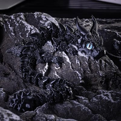 Dragon Imprimé en 3D Jouets Amusants Dragon Stéréoscopique Rotatif Multi-Articulations Ornement de Bureau Animal Modèle Figurine Cadeau pour Enfants 24CM noir