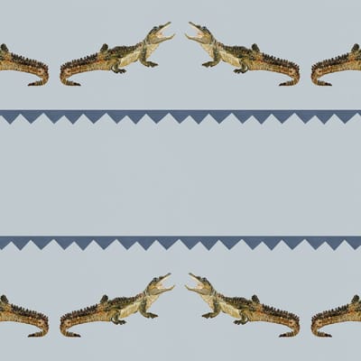 Behang Crocodile Sam blauw