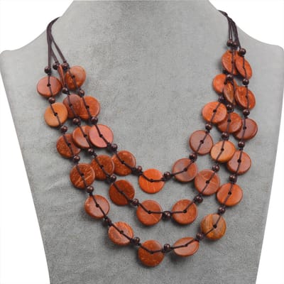 Vrouw Boheemse kokosnoot geweven kralen ketting hanger oranje as described brown