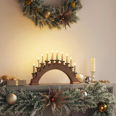 vidaXL Kerst Kaarsenboog met 10 LED Kaarsen LED's Warmwit