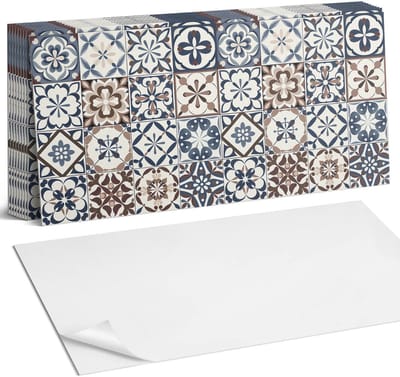 Coloray Plaktegels - Decoratieve tegelpatronen Zelfklevende Wandtegels - 40 cm x 20 cm - Beige Plaktegels - 10 stuks - Rechthoek PVC Tegels - Plaktegels Badkamer - Vloertegels Zelfklevend - Vinyltegels Vloer Zelfklevend - Portugese Tegels