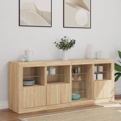 vidaXL - Dressoir - met - LED-verlichting - 164x37x67 - cm - sonoma - eikenkleurig