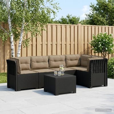vidaXL - 5-Zits - Tuinbank - met - Kussens - Rattanlook - PP - Antraciet