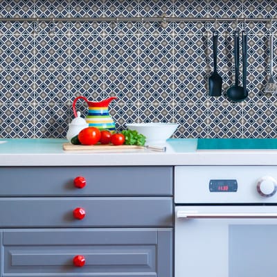 Zelfklevende tegelmuurstickers voor keuken en badkamer - 24 etnische Bondoukou tegelstickers - 24 stickers 10x10cm