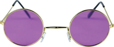 Henbrandt Verkleedbril - ronde glazen - paars - flower power - hippie - sixties