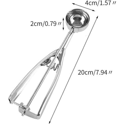 1 cuillère à glace en acier inoxydable, cuillère à pâte à biscuits, boule à creuser pour fruits et pommes de terre, poignée à ressort, moule à glaçons, accessoires de cuisine white