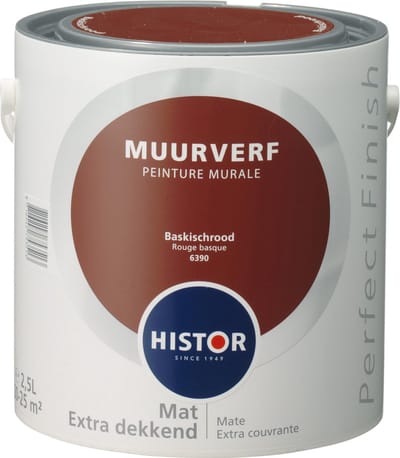 Histor Perfect Finish Muurverf Mat - 2,5 Liter - Baskischrood