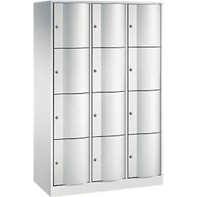 C+P Resisto lockerkast, 3 vakken, 12 vakken, B 1148 x D 540 x H 1950 mm, lichtgrijs/ruinrood