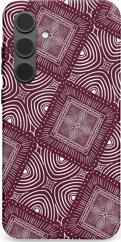 Casetastic Hoesje Geschikt voor Samsung S24 Plus - Stijlvolle Beschermende Duo-layer Case - Bohemien Rood Design
