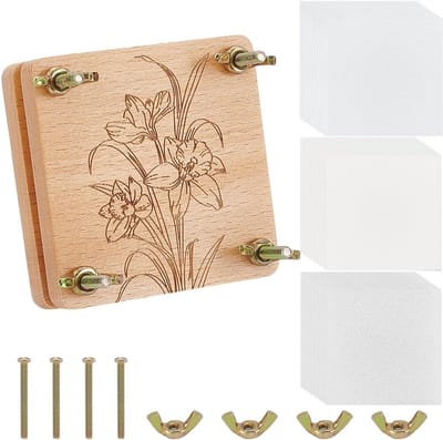 Bloemenpersset - Planten pers - Bloemen drogen - 8 Lagen - 7.6 x 7.5 cm - Houtkleur