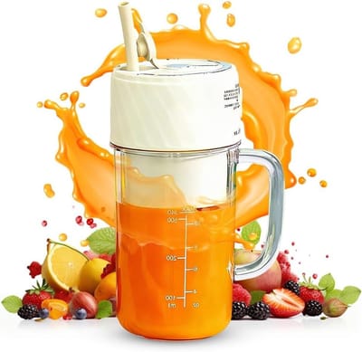 Draagbare Smoothie Maker - Mini Mixer - Gezondheid Onderweg - 6 RVS Bladen - 400 ml - Beige
