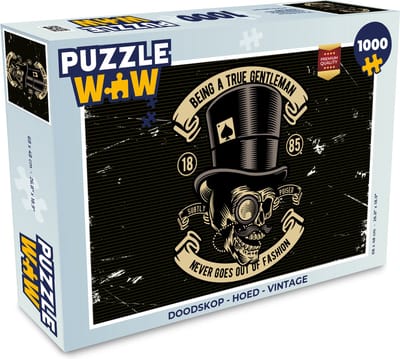 Puzzel Doodskop - Hoed - Vintage - Legpuzzel - Puzzel 1000 stukjes volwassenen
