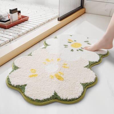 Daity 1 stuk - antislip vloermat - schattige bloemvormige badmat - tapijt - antislip zachte absorberende machinewasbare badmat (45*70cm)