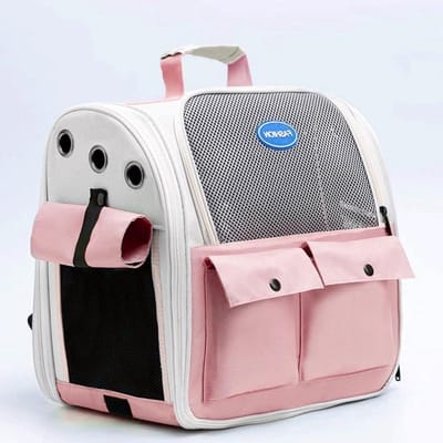 Huisdier Draagtas - Reismand Rugzak - Veilig Reizen - Uitbreidbare Ruimte - 37x24x35 cm - Roze