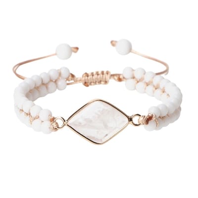 Marama - armband Kreta wit - damesarmband - natuursteen - vegan - verstelbaar - natuurlijke kralen