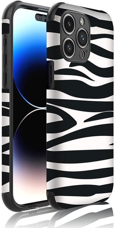 Smartphonica Telefoonhoesje Geschikt voor iPhone 14 Pro Max met Stootrand en Zebra opdruk - Backcover PhoneCase Zebra print geschikt voor iPhone 14 Pro Max
