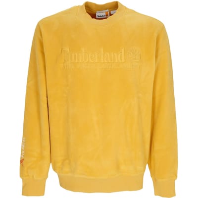 Lineair logo herensweatshirt met ronde hals, mineraalgeel